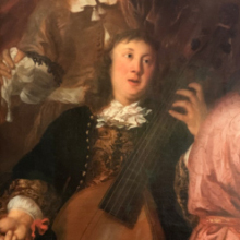 Painting of Dieterich Buxtehude performing.