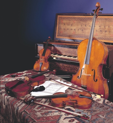       A quartet of instruments (1656-77) by Nicoló Amati (donated by Herbert and Evelyn Axelrod), and the 1620 Ruckers virginal (donated by Hugo Worch)