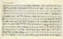 Handwritten sheet music from Bach's The Art of Fugue